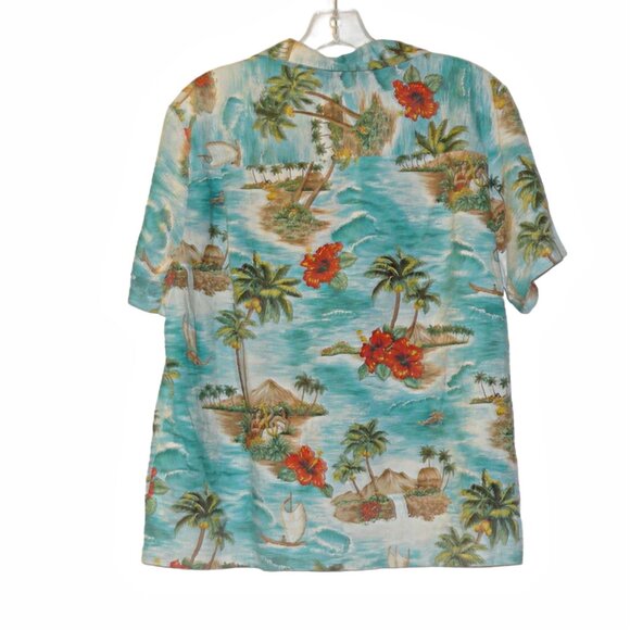 Colorful Hawaiian Print Button Up Shirt- Sz. Large - Picture 2 of 3